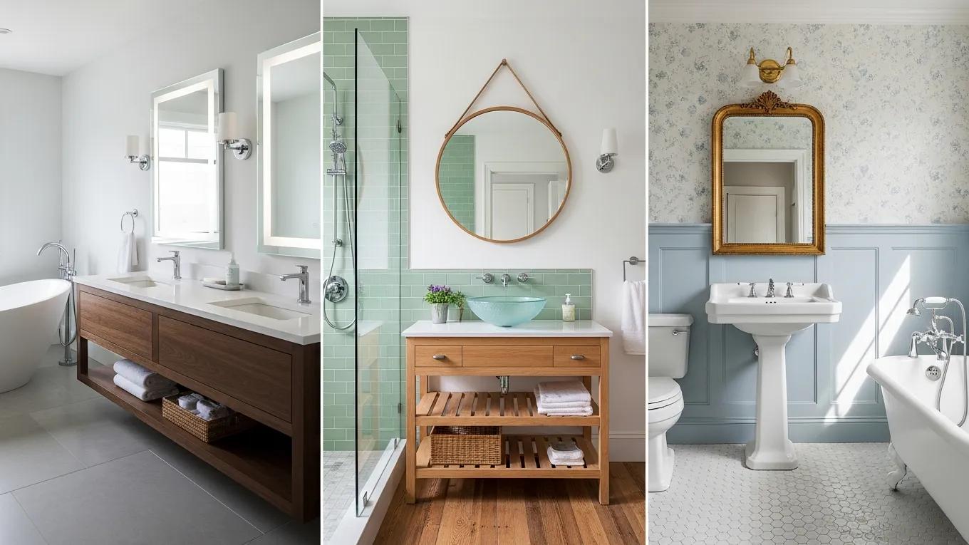Comparison of bathroom remodeling options showcasing different styles and materials