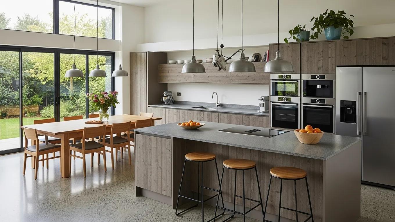 Modern kitchen with eco-friendly materials and open-concept design