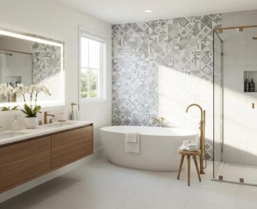Custom bathroom with modern luxury features and elegant design
