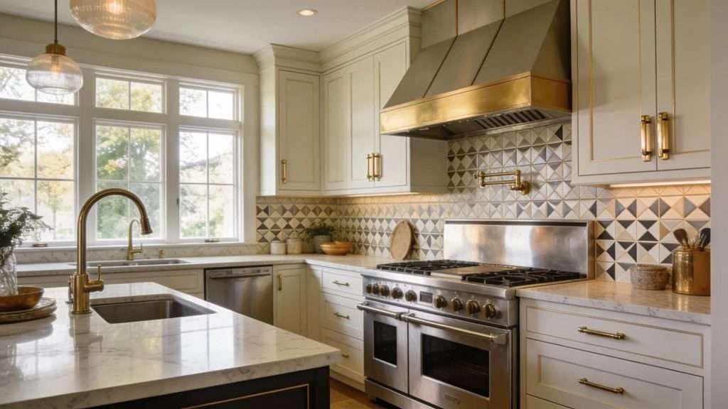 Luxury kitchen Diamond Construction and remodel with high-end appliances and elegant cabinetry highlighting expert craftsmanship in home remodeling
