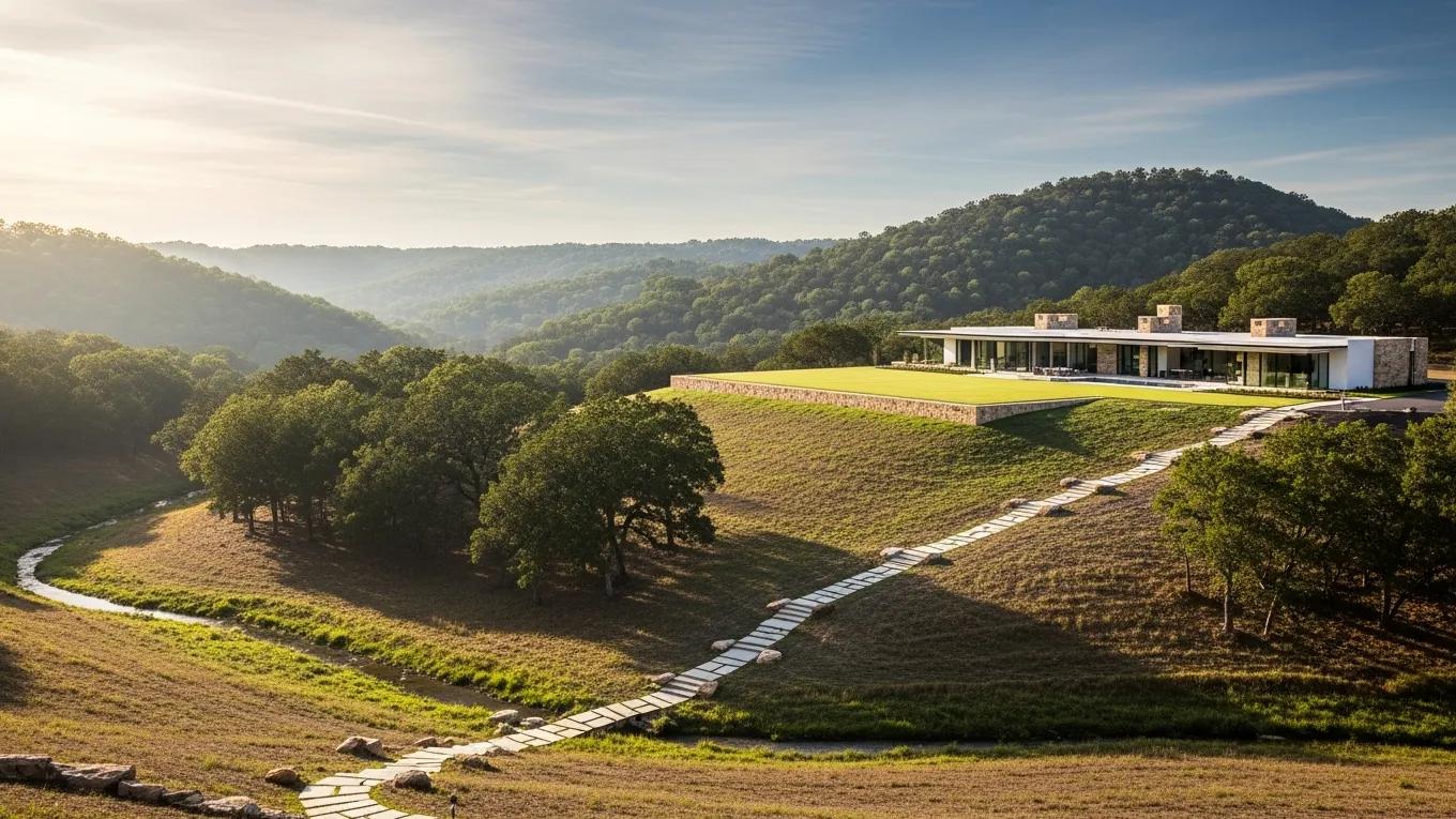 Custom craftsmen home site showcasing diverse topography and natural landscape